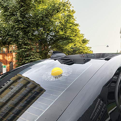 COGEEK 3D Prank Tricky Broken Glass Sticker Car Window Ball Hits Self Adhesive Funny Car Stickers (Tennis-Yellow) - Thumbnail 3