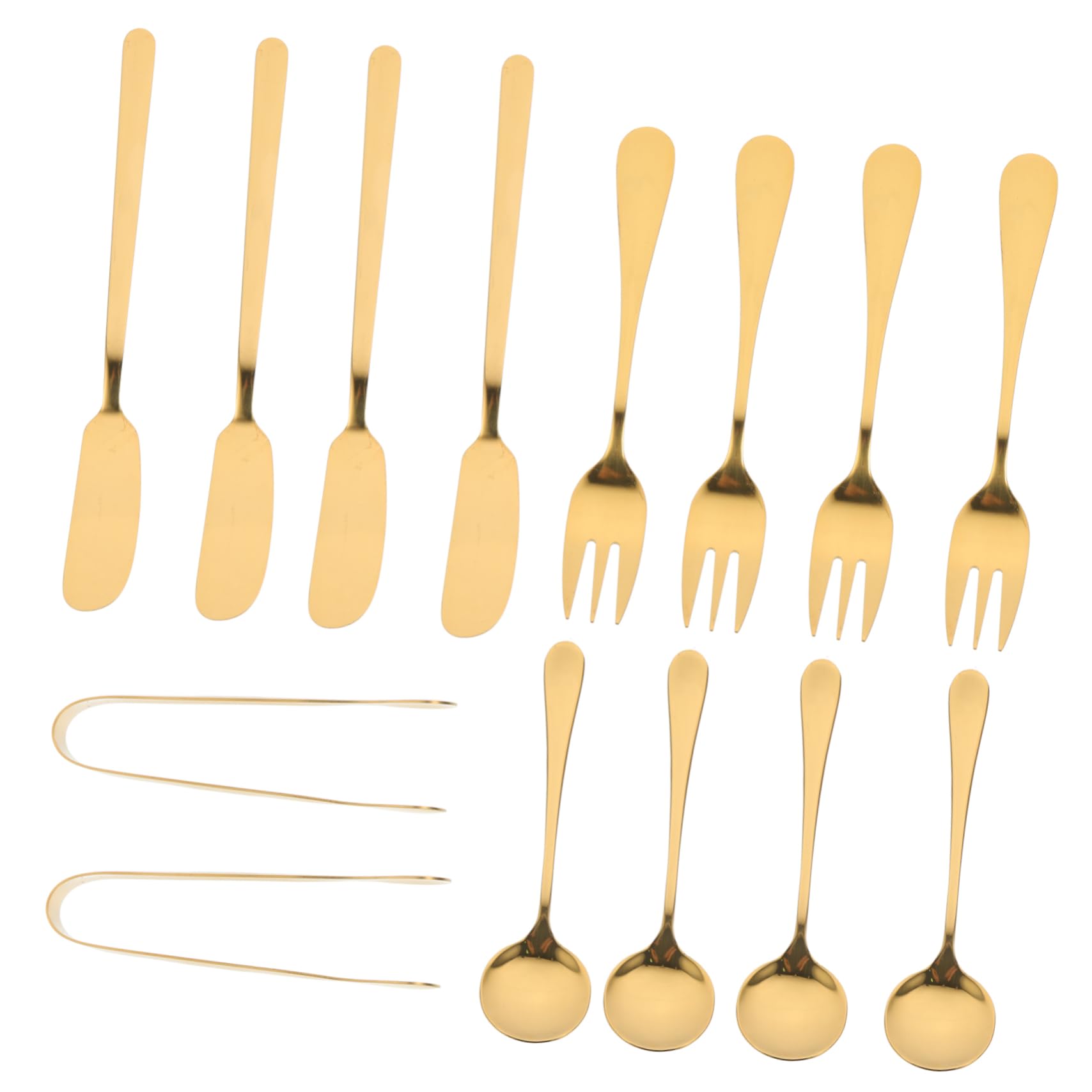 STOBAZA Stainless Steel Butter Cheese Knife Spoon Fork Spatula Tongs Set 14-piece Charcuterie Cheese Serving Utensils