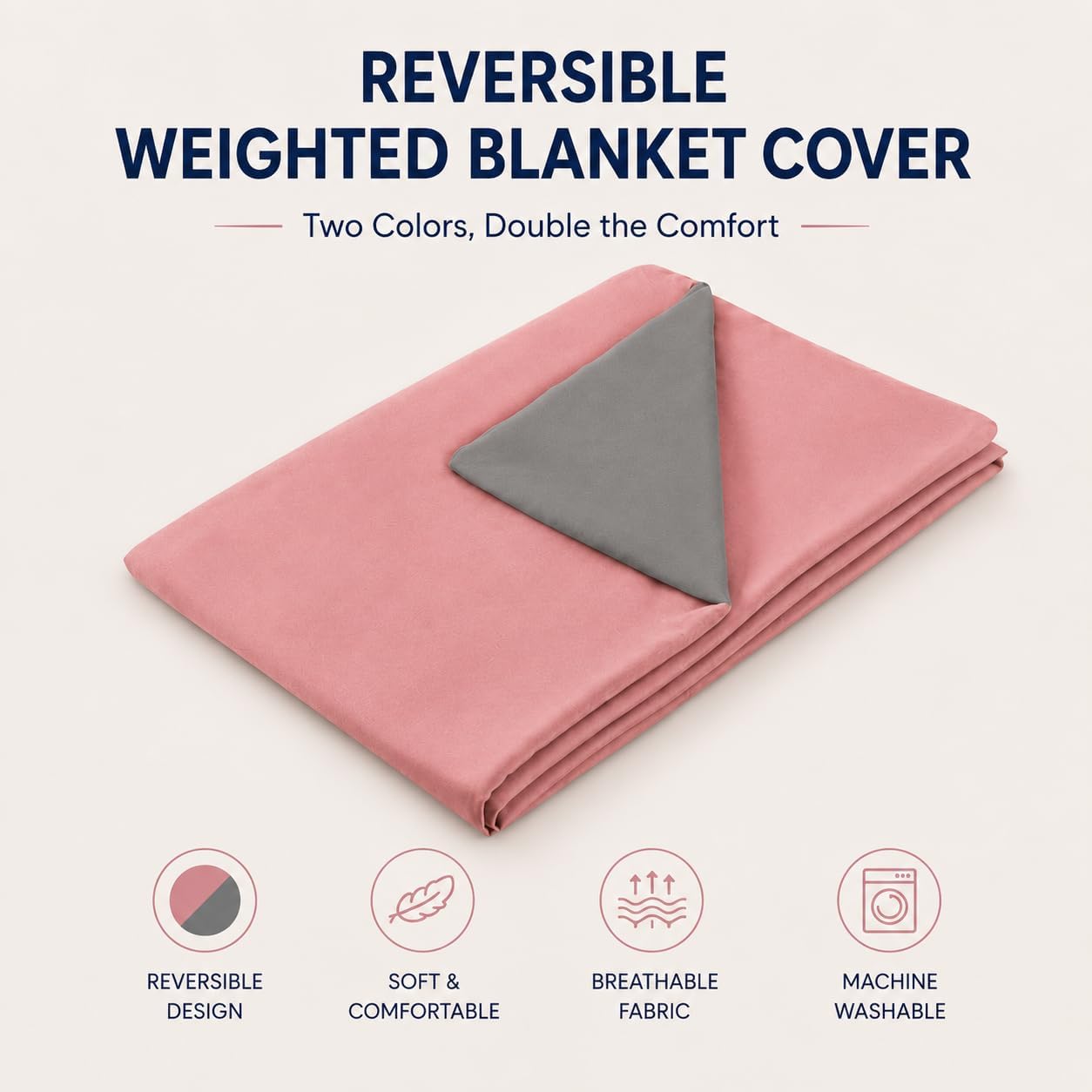 Weighted Blanket Cover 48x72, Soft Duvet Cover for Weighted Blanket, Pink image 2