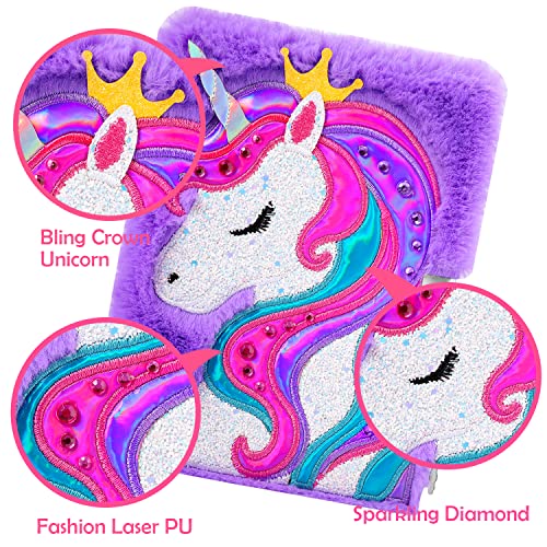 Unicorn Diary For Girls With Lock And Keys, Unicorn Journal, Magic Unicorn Notebook For Kids And Adults, Plush Secret Diary Lined Notebook 160 Pages For Writing And Drawing, Unicorn Gifts For Girls #TOP2