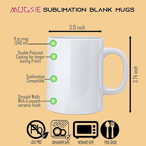 Miniatura 2 de TWISTED ENVY Mugsie - Tazas de sublimación de 11 onzas con caja de regalo para tazas – Caja de cartón con espuma para 4 unidades