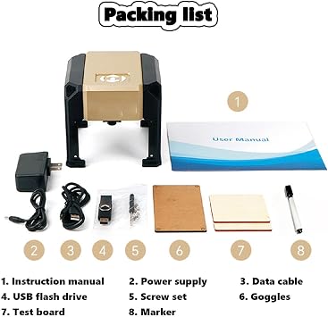 Laser Engraver Machine, Portable Laser Cutter for DIY, Acrylic Enclosure for Wood, Leather, Metal, 3.15 x 3.15 inch Engraving Area