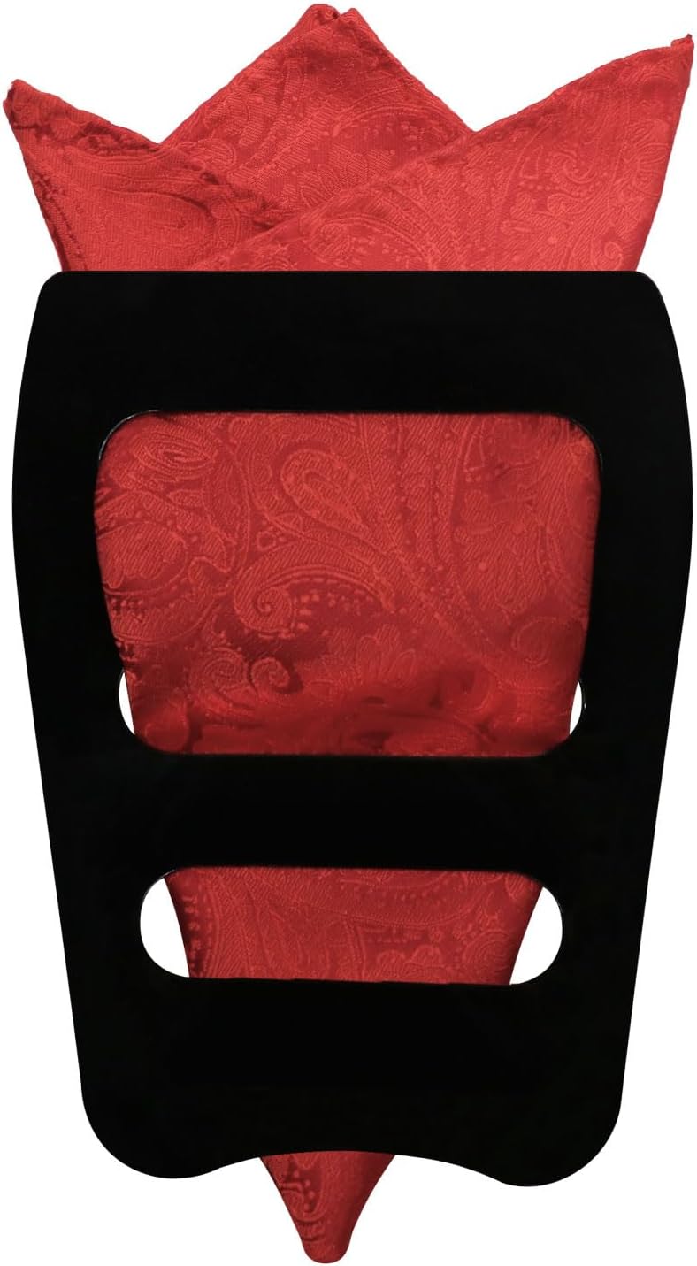 LJBFNN Paisley Pocket Square with Holder Black Polyester Handkerchief for Men 9" Suit Pocket Squares for Wedding Business