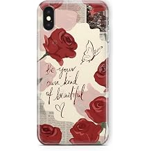 iPhone X ve Xs ile Uyumlu K rm z  G l Desenli  effaf Telefon K l f