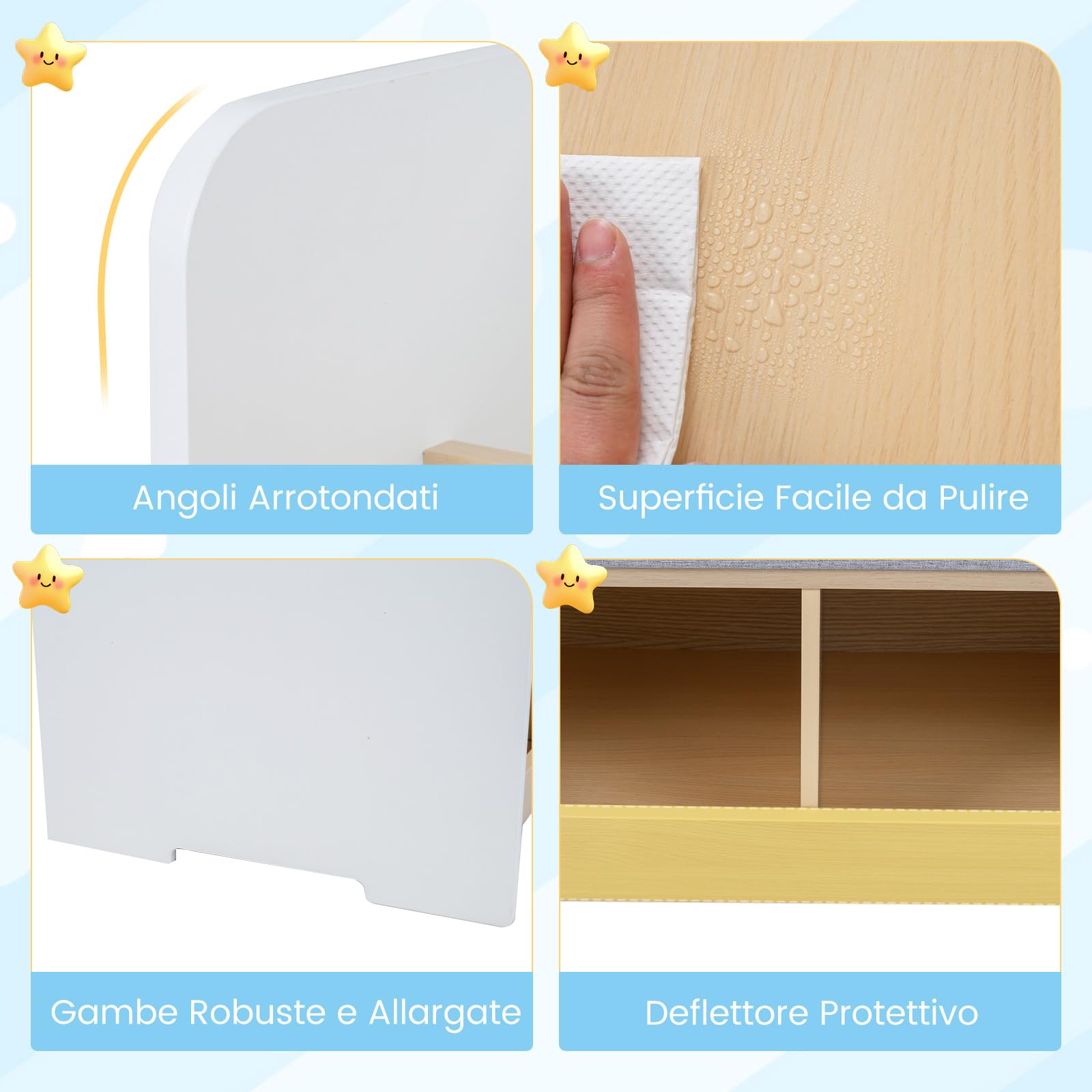 COSTWAY Libreria Montessoriana per Bambini con Panchina, Porta Libri Bambini con Portariviste a 2 Ripiani, 2 Scomparti Aperti e Cuscino Seduta Rimovibile, Libreria Salvaspazio per Cameretta (Bianco)