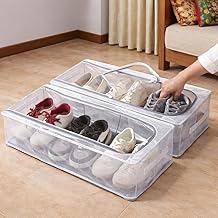 DecorTwist Large Under Bed Storage Box | Heavy-Duty Foldable Organiser with Thick PVC Transparent Cover | Dustproof Storage for Clothes, Shoes, Quilts & Blankets | Home Organizer (Style 1, Pack of 1)