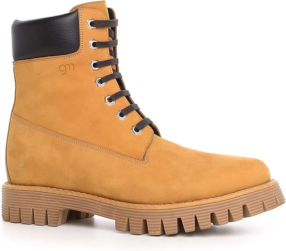 Amazon Guidomaggi 高級 シークレットブーツ メンズ 6cm 革靴 本革 ワークブーツ スエードブーツ 身長盛れる 靴 黄色 黄土色 キャメル プレーントゥ スエード ヌバック グイドマッジ カゼルタ Gm A167 Guidomaggi ブーツ