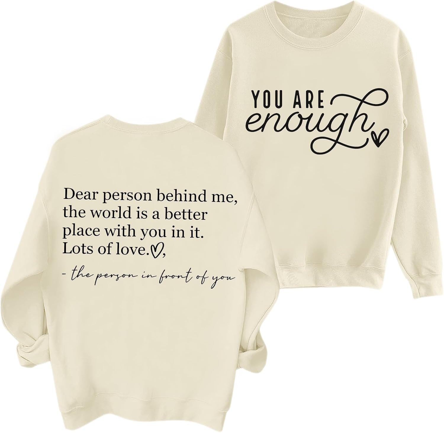You Are Enough Sweatshirts for Women Dear Person Behind Me Hoodie Mental Health Inspirational Shirts Pullover Tops - Image 6