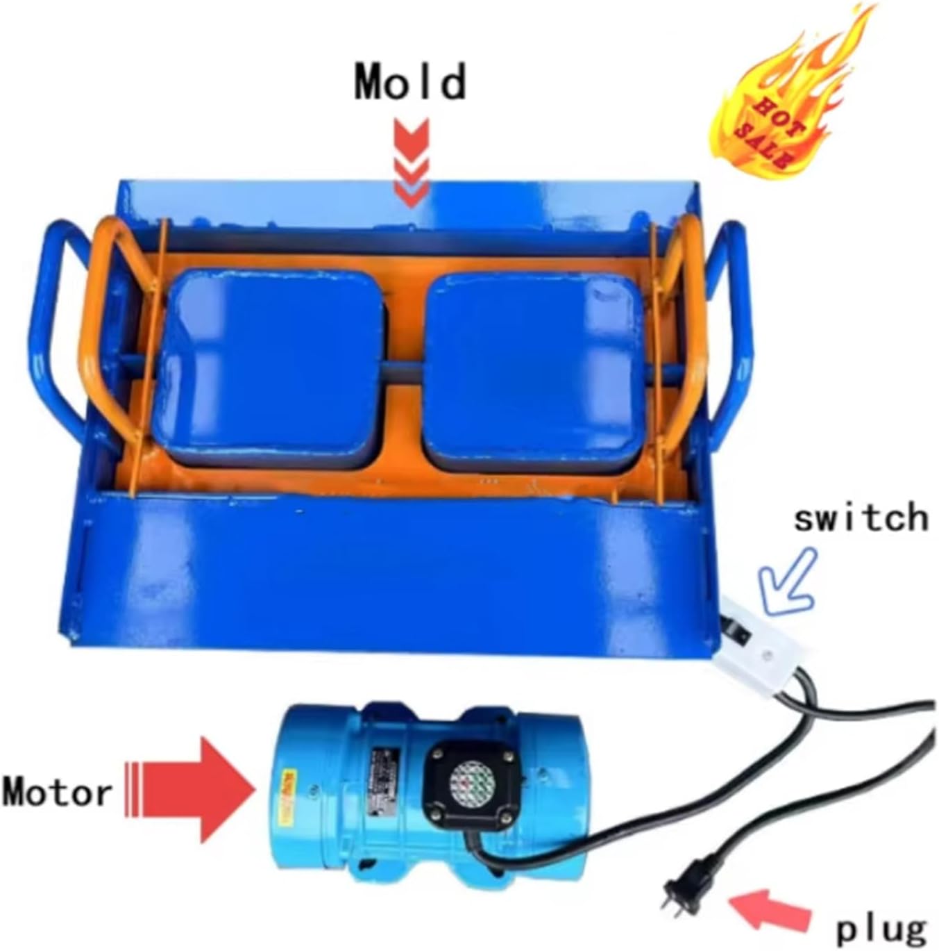 Concrete Block Making Machine Hand Mini Size Electrical Vibration Motor Driven Block Pressing Machine Manual Brick Making Machine, 45s Fast Forming