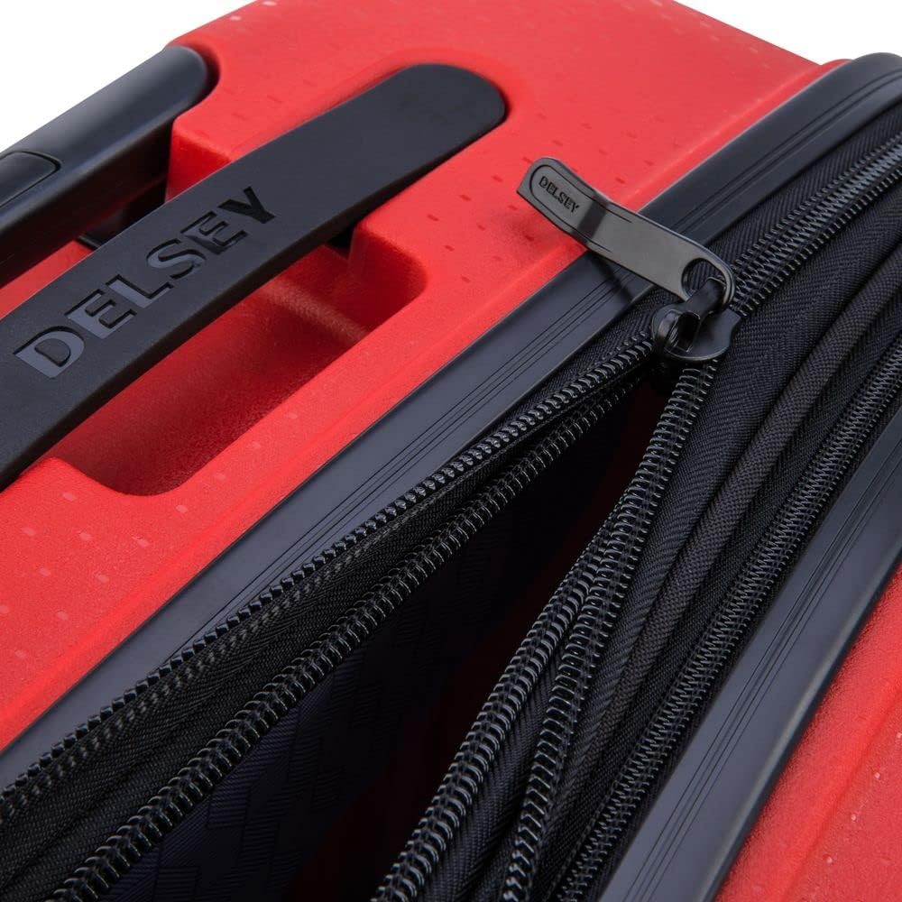 DELSEY PARIS - Belmont Plus - Slim Hard Cabin Suitcase, Red, L Extensible (76cm) Matière Recyclée, Recycled material