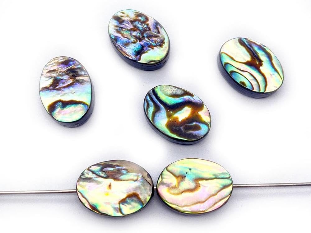 20PCS Oval Beads Abalone Shell Beads Natural Abalone Flat Loose Beads Jewelry Making Beads, 8x10mm