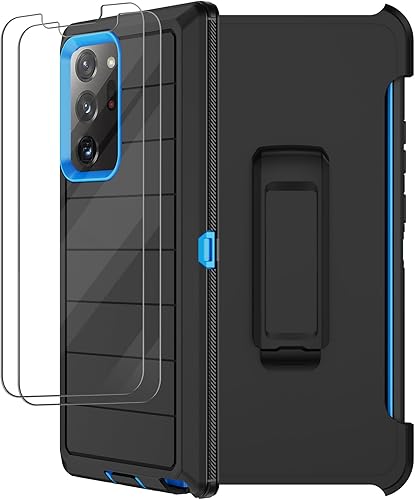 Funda para Galaxy Note 20 Ultra con funda de clip para cinturón, 2 protectores de pantalla, grado militar, cuerpo completo, resistente, a prueba de