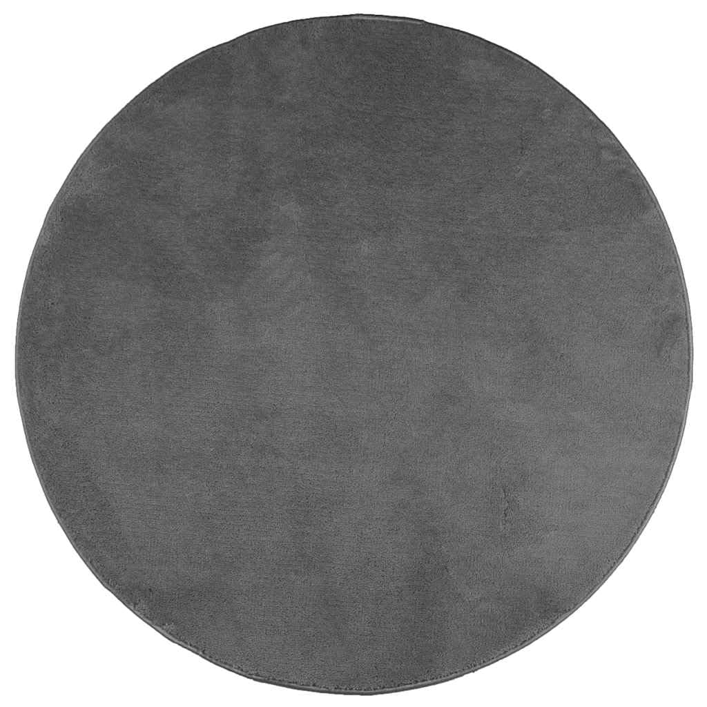 Tapis de salon rond anthracite 200 cm pliable pour chambre et couloir