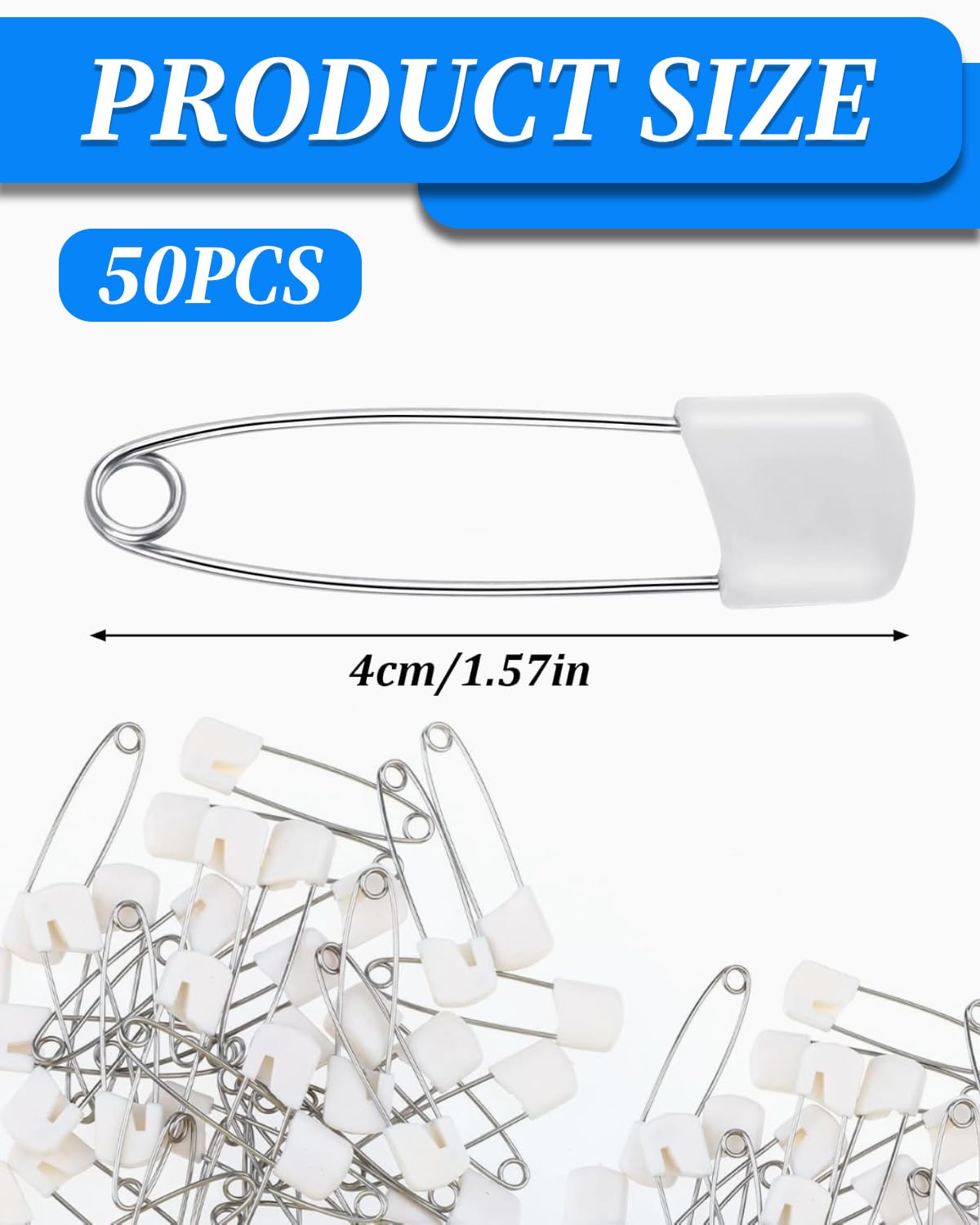 50 Pcs Baby Sicherheitsnadeln 40mm, Bébé Épingles à Couches Tissu Plastique pour les Couches en Tissu épingles de Sûreté Maintiennent le Chiffon de Verrouillage