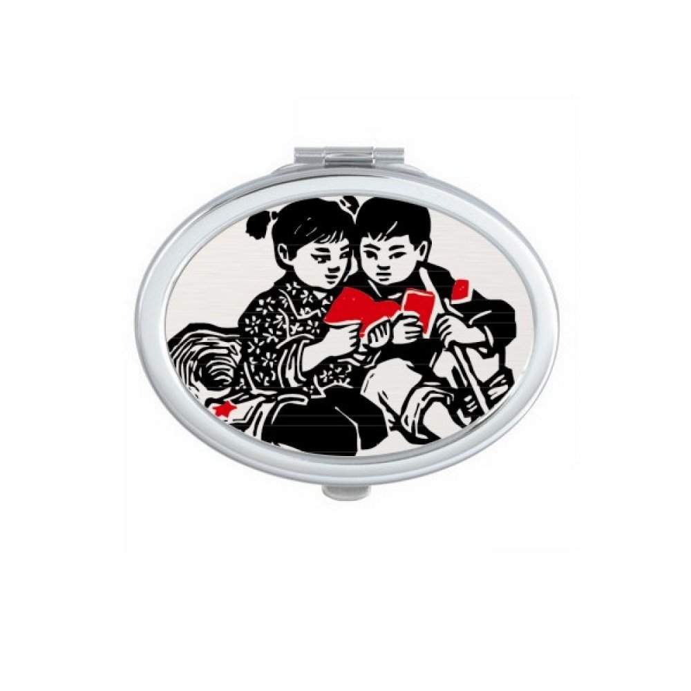Miroir de maquillage portable ovale compact pour corriger son teint partout