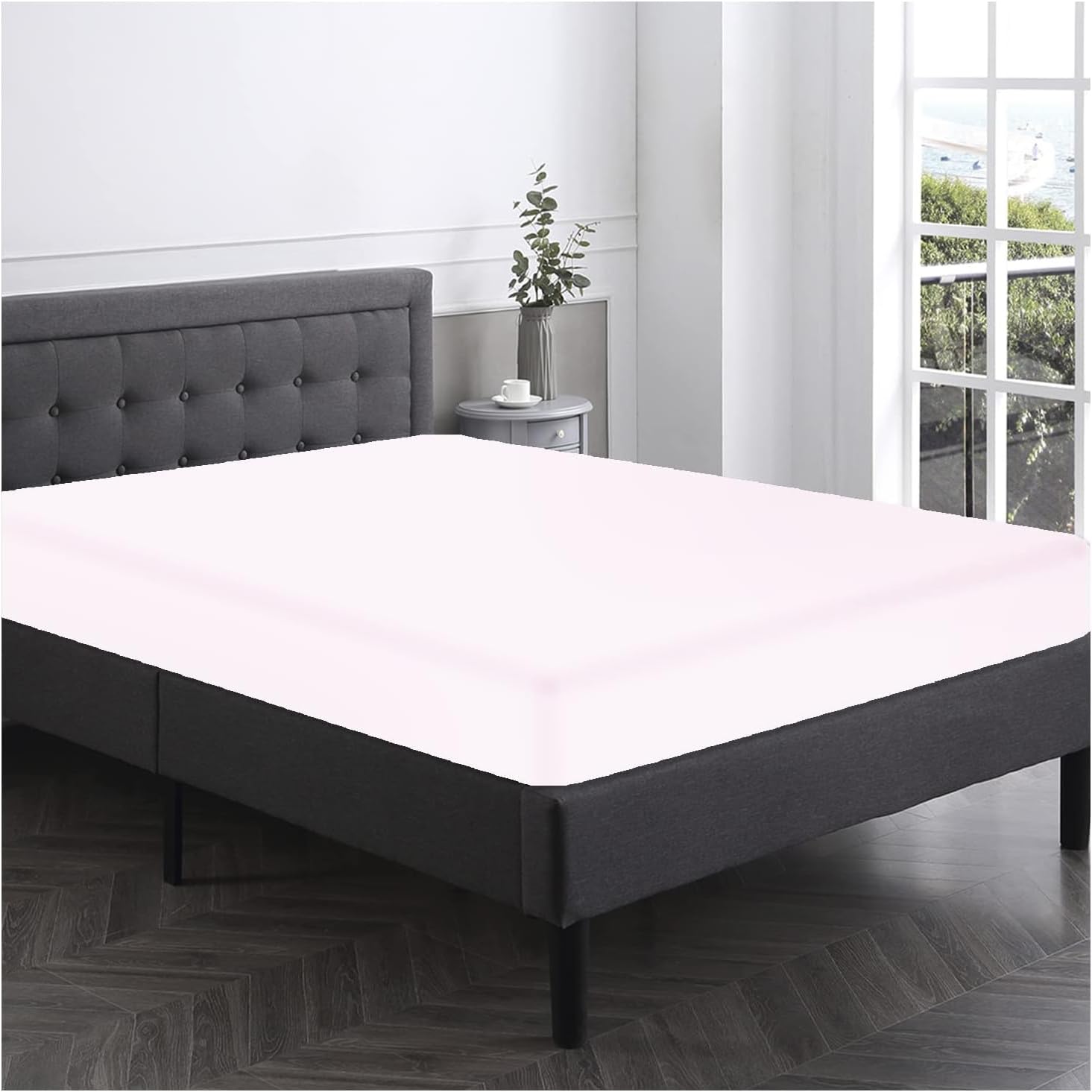 Super Soft Small Double Fitted Sheet Polycotton Bedding White Plain Dyed Anti Wrinkle Plain 4Ft Bedsheet