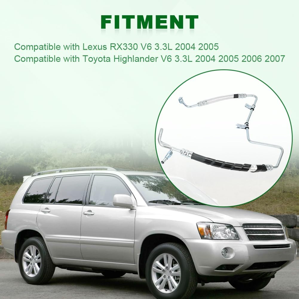 Power Steering Pressure Hose Line Assembly Compatible with 2004 2005 Lexus RX330, Toyota Highlander V6 3.3L 2004 2005 2006 2007 Replacement for 3402350 4441048141