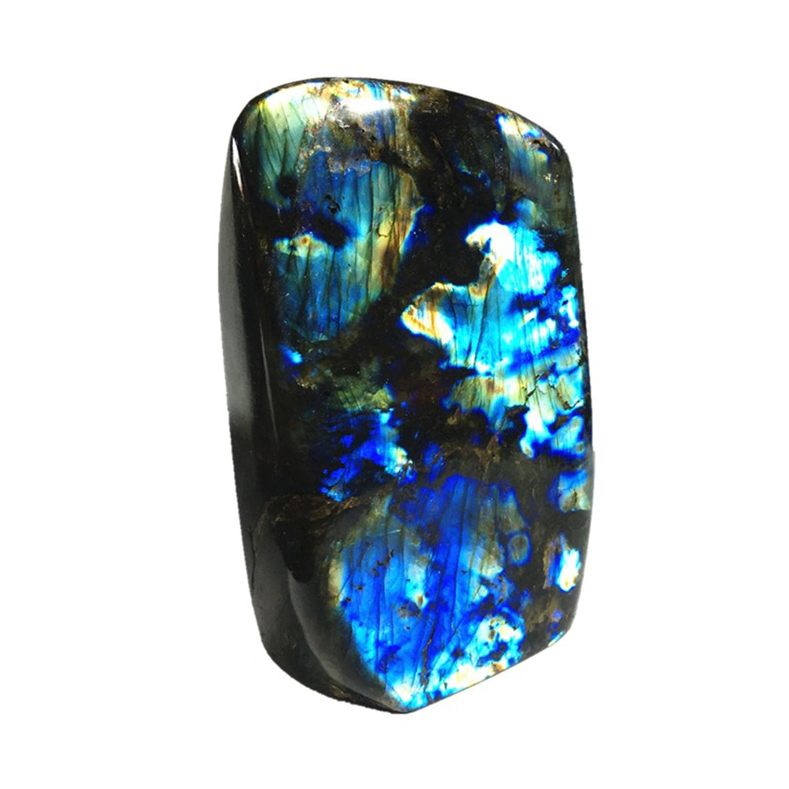 AUOQKQUT 1pcs Labradorite Raw Crystal Blue Labradorite Polished Slab Block Irregular Crystal Gemstones Stone for Gift Home Decor,550~600g