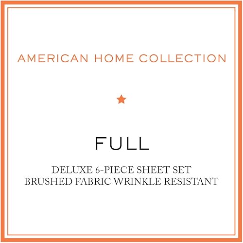 Miniatura 8 de American Home Collection Juego de sábanas y fundas de almohada estampadas de 6 piezas de microfibra cepillada, sin arrugas, 14 pulgadas de
