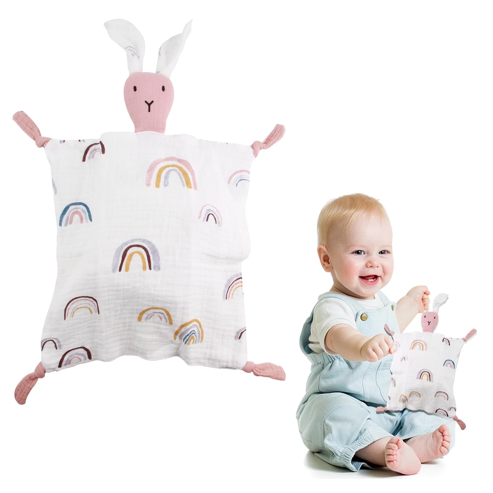 ORUZA Baby Comforters Blanket, Baby Comforters Rabbit Baby Blanket, Baby Comfort Blanket for Infant Toddler Newborn Boys and Girls