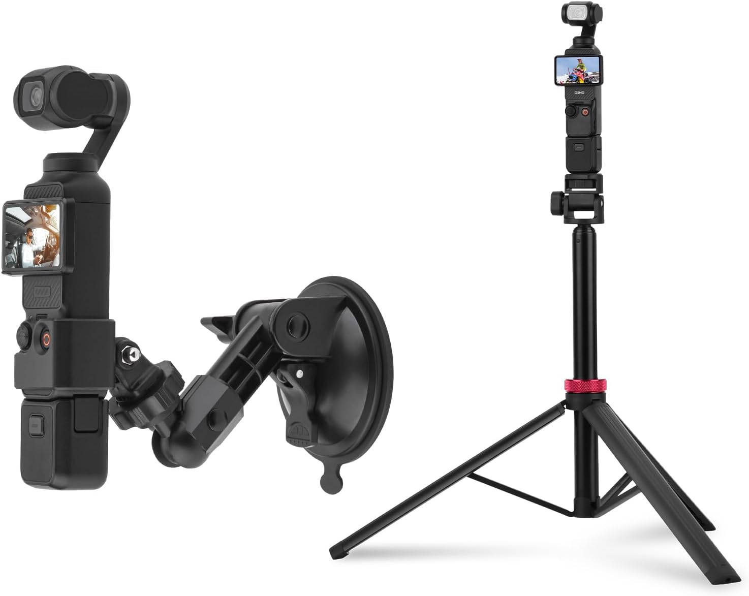 BRDRC Pocket 3 Suction Cup Mount & 80in Selfie Stick Tripod, Car Windshield Window Dash Holder Kit with Expansion Adapter for DJI Osmo Pocket 3, Insta 360 X5X4, Go Pro Action 6 5 Pro 4 Accessories