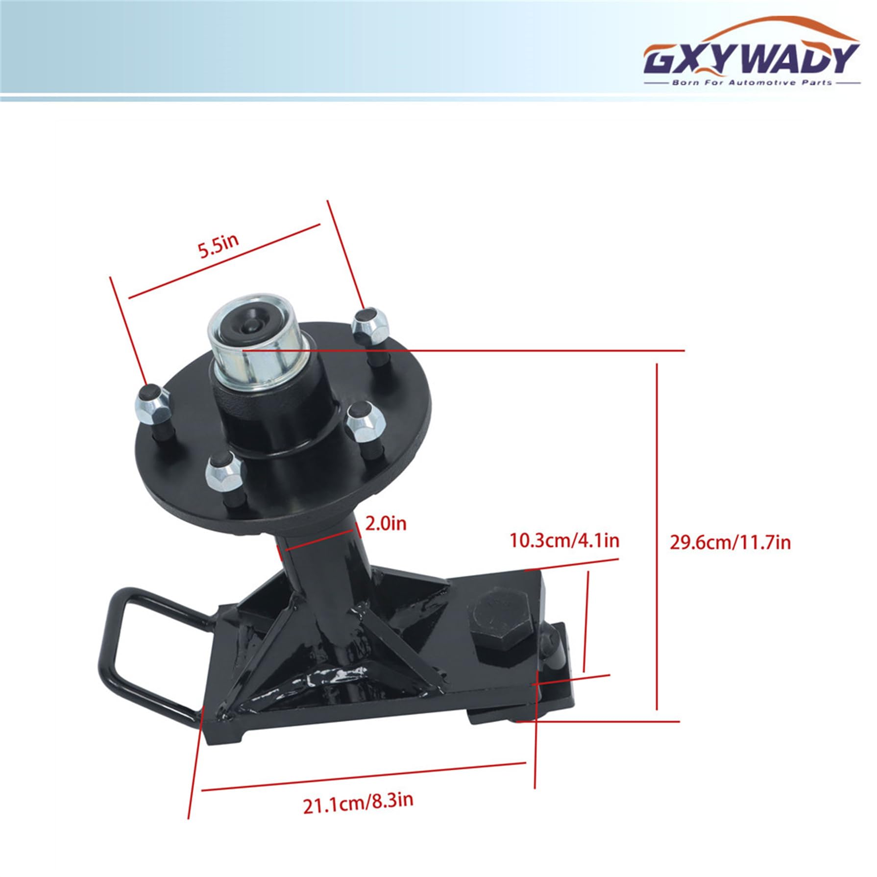 GXYWADY 2 Pcs 5 x 5.5 Lug Shipping Container Wheels and Bolt-On Spindle Kit with Handle with Rubber Dust Cover