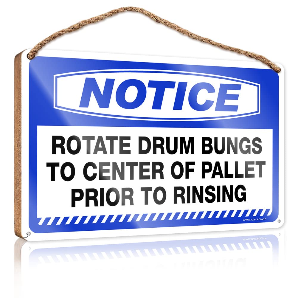 DTHA Funny Hanging Farm Interesting Sign Notice Rotate Drum Bungs To Center Of Pallet Prior To Rinsing Wooden Sign Garden Gifts Hanging Pantry Sign Decor(20X30CM)