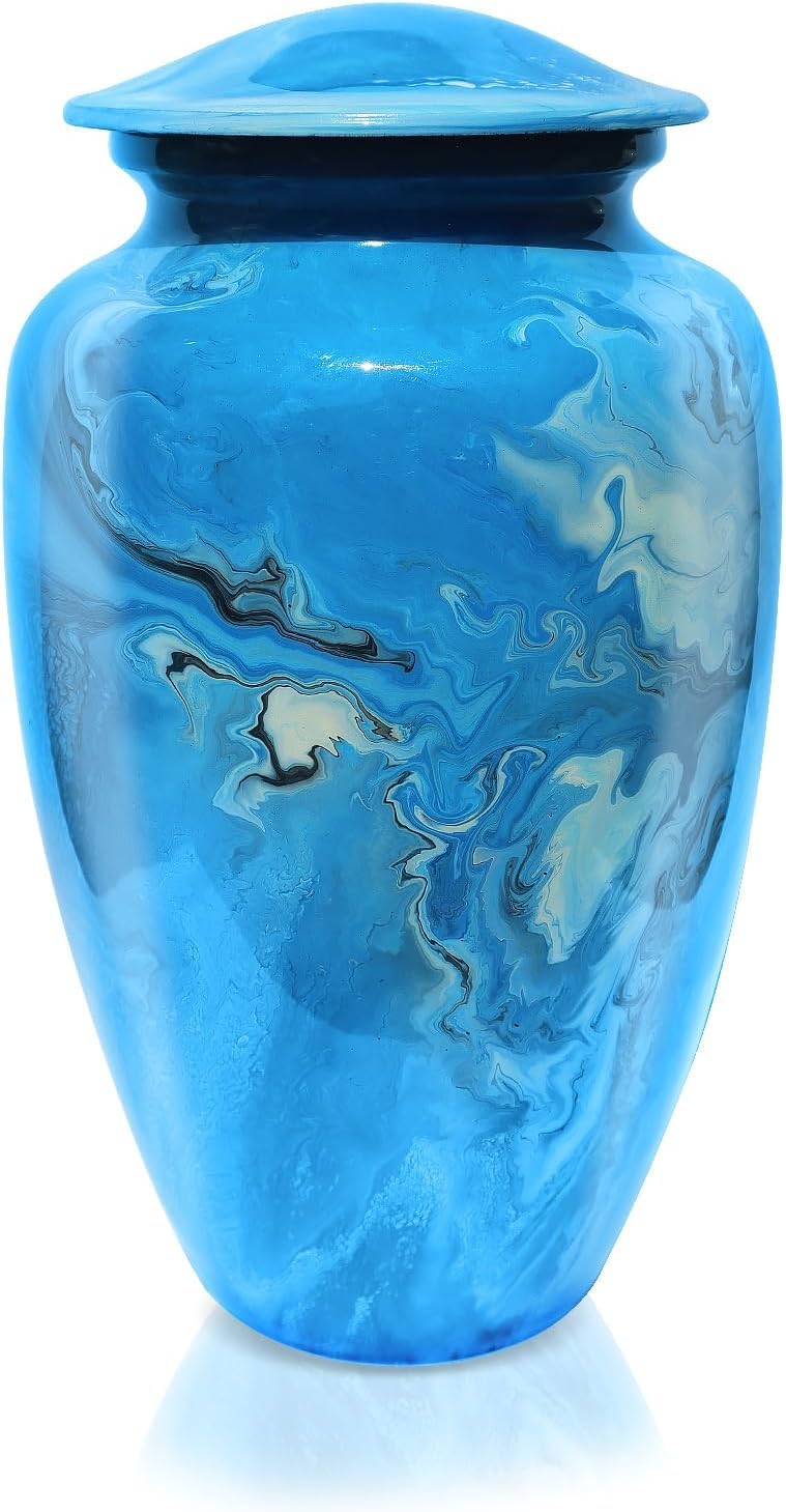 Urn for Human Ashes Uniquely Hand-Painted Large Adult Urn for Cremation Included -25 Pack “Share a Memory” Cards to Share Stories About Your Loved one
