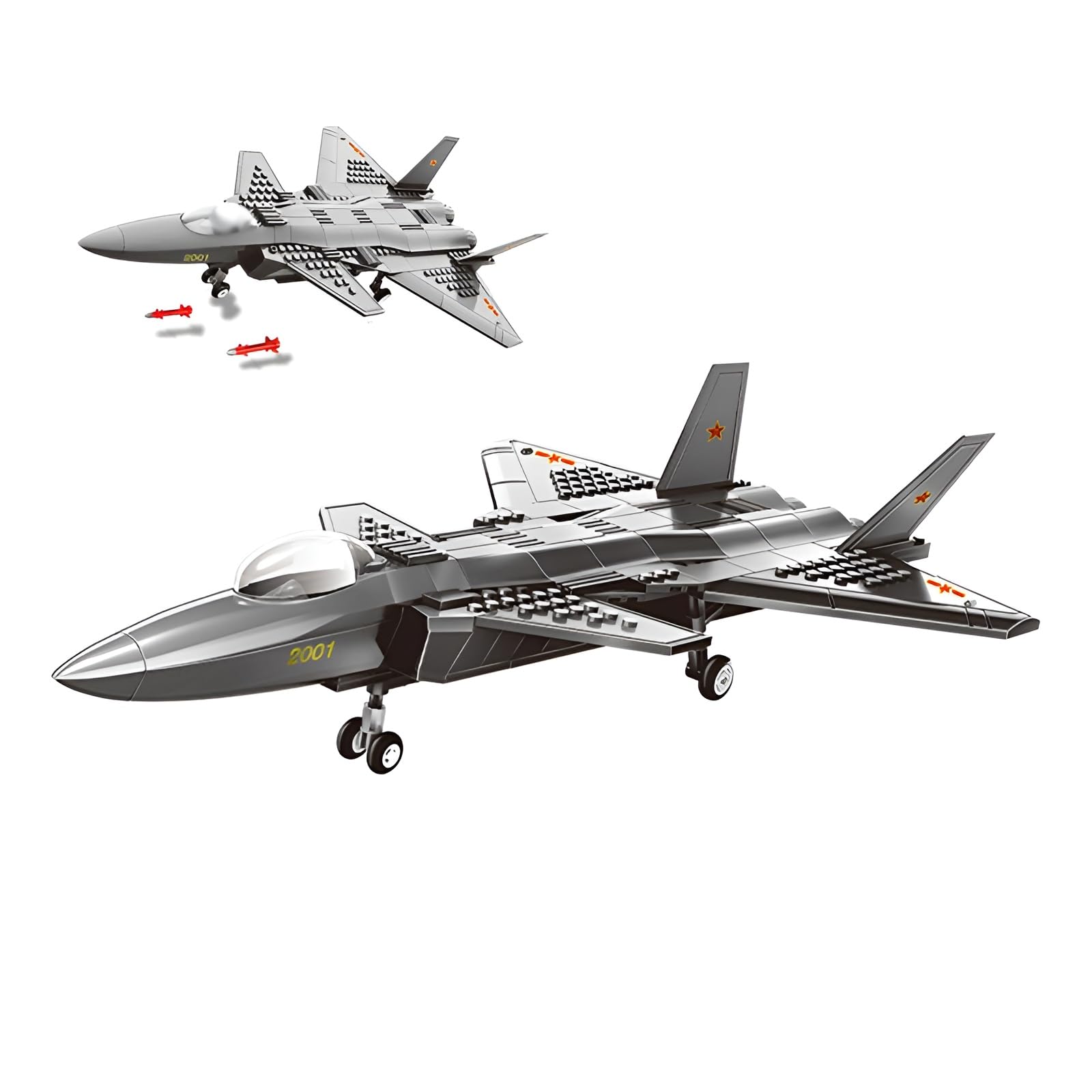 Fighter Jet Building Blocks Set, 229Pcs J-20 Heavy Stealth Fighter Jet 1:50 Model Toy, Creative Air Force Series Clamping Blocks Kit, Home Decor Gifts for Teens and Adult Military Enthusiasts