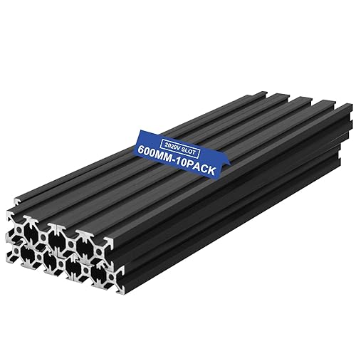 10 piezas de extrusión de aluminio 2020 con ranura en V, estándar europeo de 23.622 in (23.6 pulgadas) de longitud, aluminio extruido anodizado para