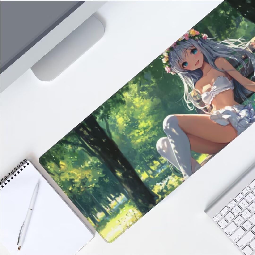 Podkładka pod mysz anime 150 x 80 cm, duża podkładka pod mysz, wodoodporna wróżka, podkładka pod mysz XXL, gamingowa podkładka pod mysz z antypoślizgową gumową podstawą podkładki pod mysz na akcesoria