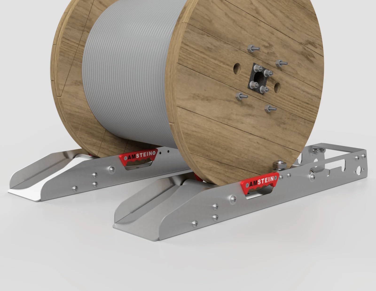 Profi Kabelabwickler AMR-1500 für Kabeltrommeln 600-1600 mm - Bis 1500kg Tragkraft - Robuster Trommelabroller Verzinkt mit Verriegelung & Antirutschmatte für Elektroinstallation Baustelle