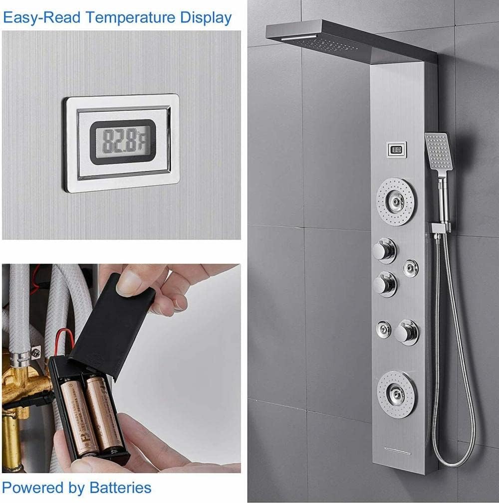 Shower Panel Tower System LED Rainfall Waterfall Bathtub Jet Massage Body