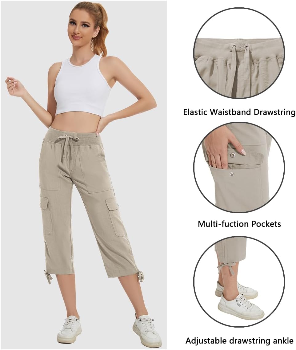 YuKaiChen Women's Capris Hiking Summer Pants Outdoor Athletic Casual with Pockets - Image 4