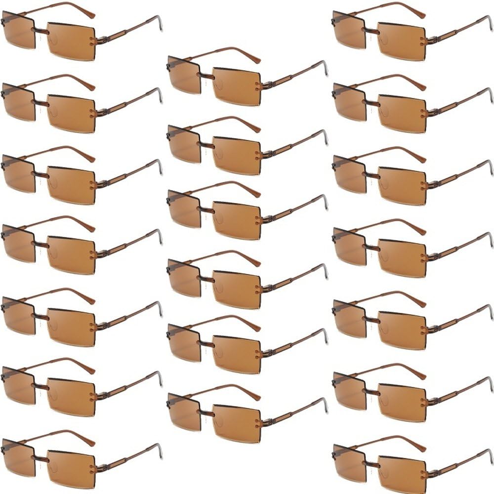 Juego de 20 pares de gafas de sol rectangulares sin montura con degradado de moda, ideales para playa, vacaciones, fiestas y reuniones.