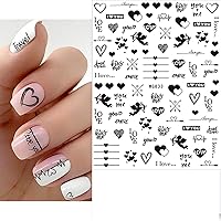 Vista 7 de 6 hojas de calcomanías autoadhesivas 3D para uñas de corazón negro y rojo Cupido corazón amor calcomanías para uñas naturales uñas acrílicas diseño