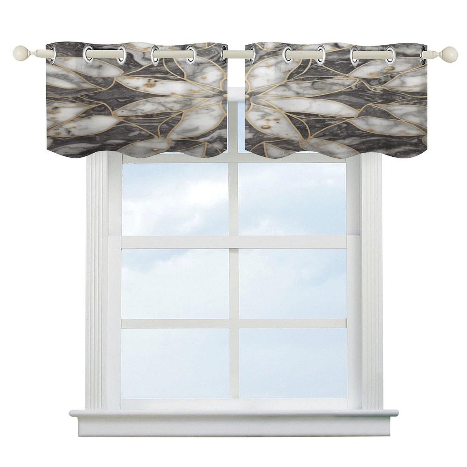Fekiloot Style Oriental Marble Stone Short Curtains Valance Curtain