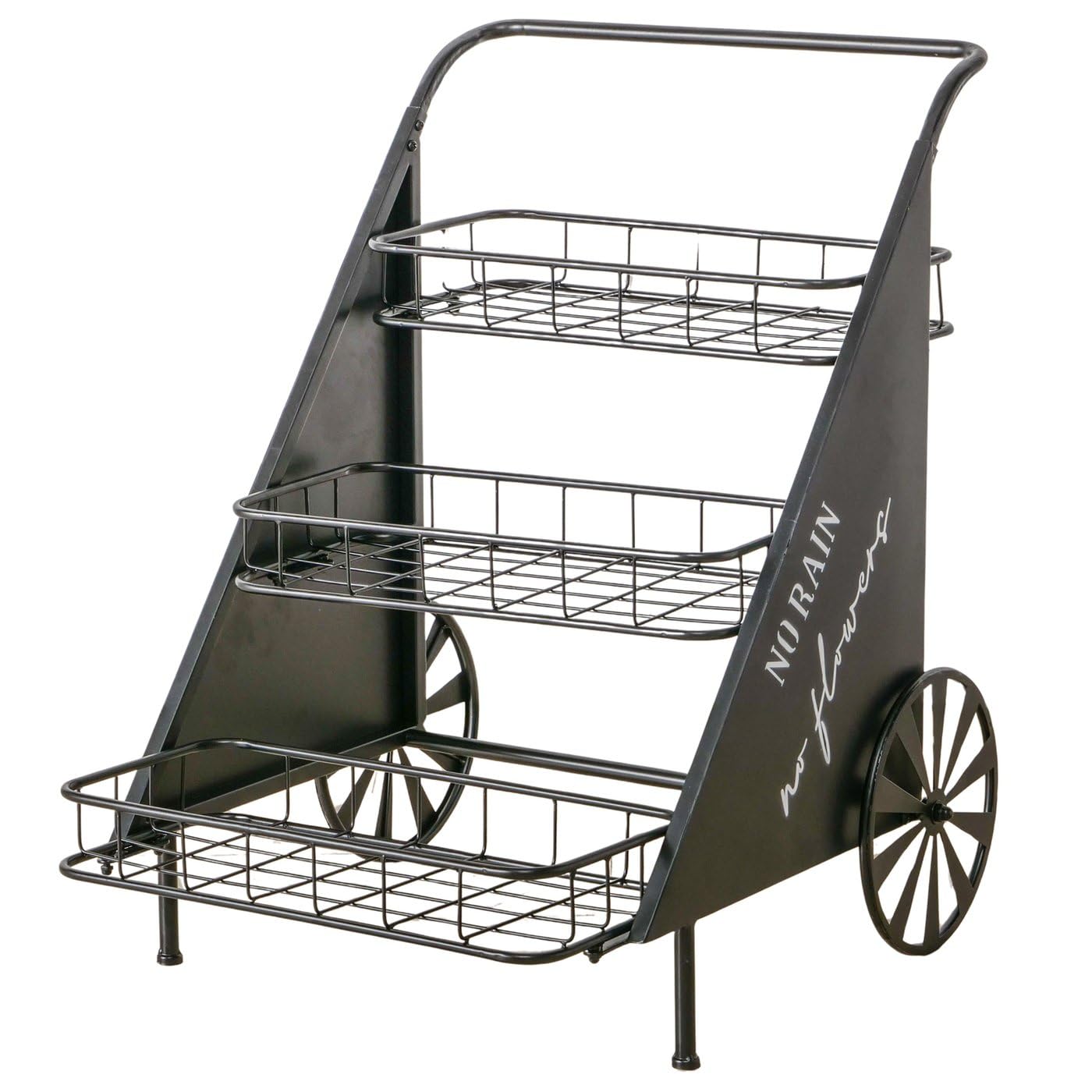 MF Blumentreppe Bayou aus Metall, Schwarz, Industrial Stil, 3 Ebenen mit Drahtkörben, 51 x 64 x 77 cm