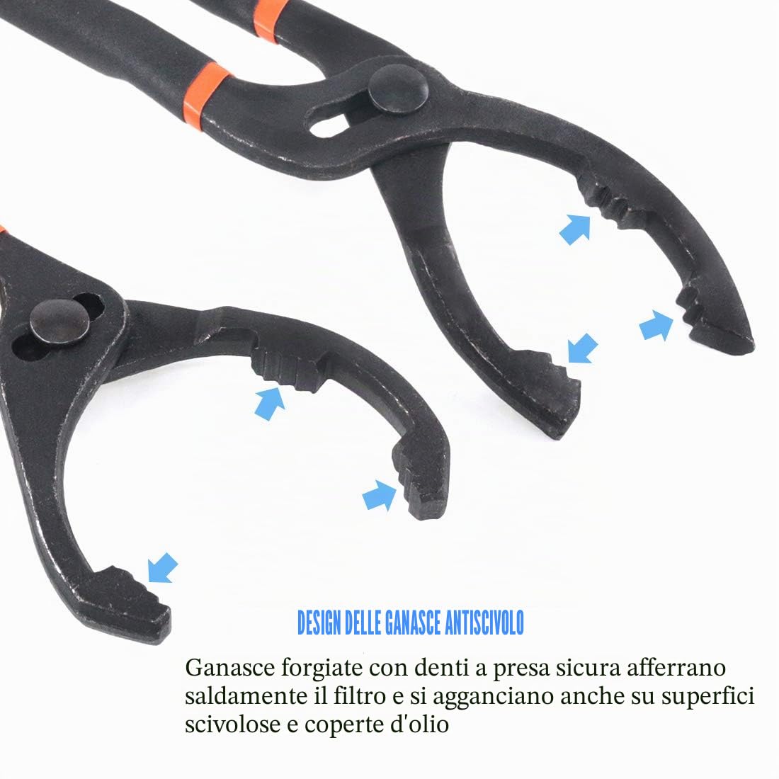 GLARKS Set di 2 pinze per filtro olio con impugnatura lunga, 25,4 cm e 30,5 cm, angolo regolabile, chiave per filtro dell'olio per auto, moto e camion