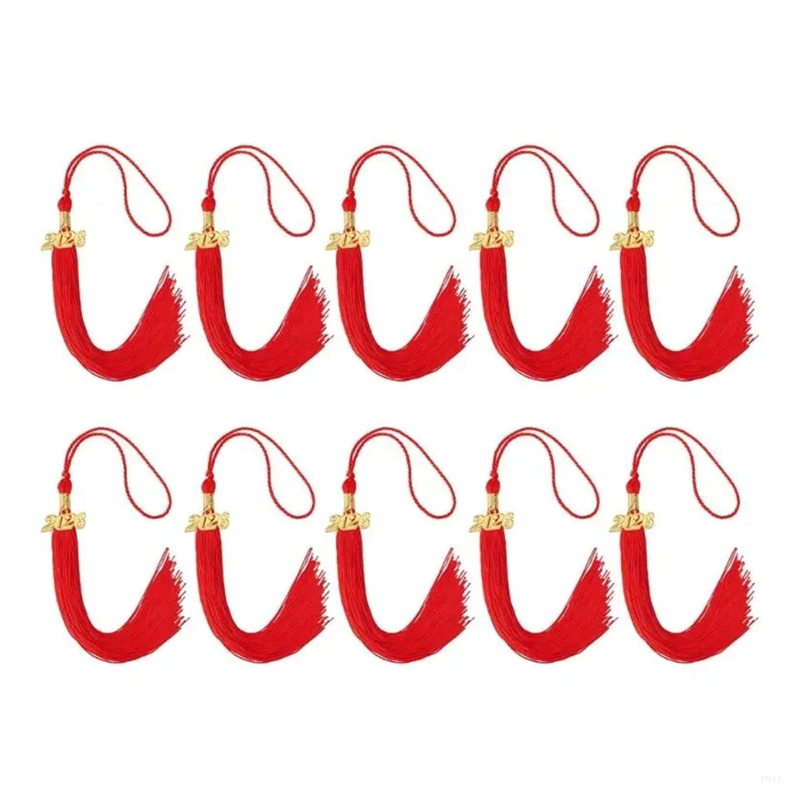 Tassel Graduation 10Pcs 2026 Graduation Tassels With Year Charm Class Of Hat Decoration For Bachelor Gown Caps for Graduate Ceremonies and Memorials(Red)