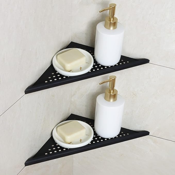 Bernkot Corner Shower Shelves 10" Matte Black 304 Stainless