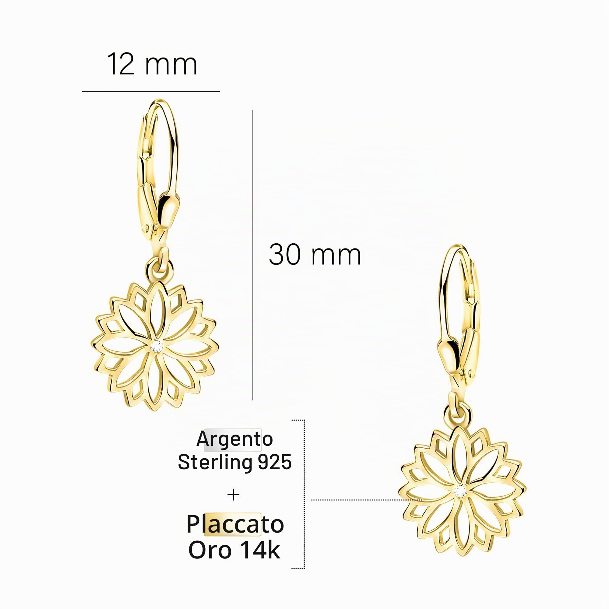 SOFIA MILANI - Orecchini da Donna in Argento 925 - Orecchino Pendente a Fiore