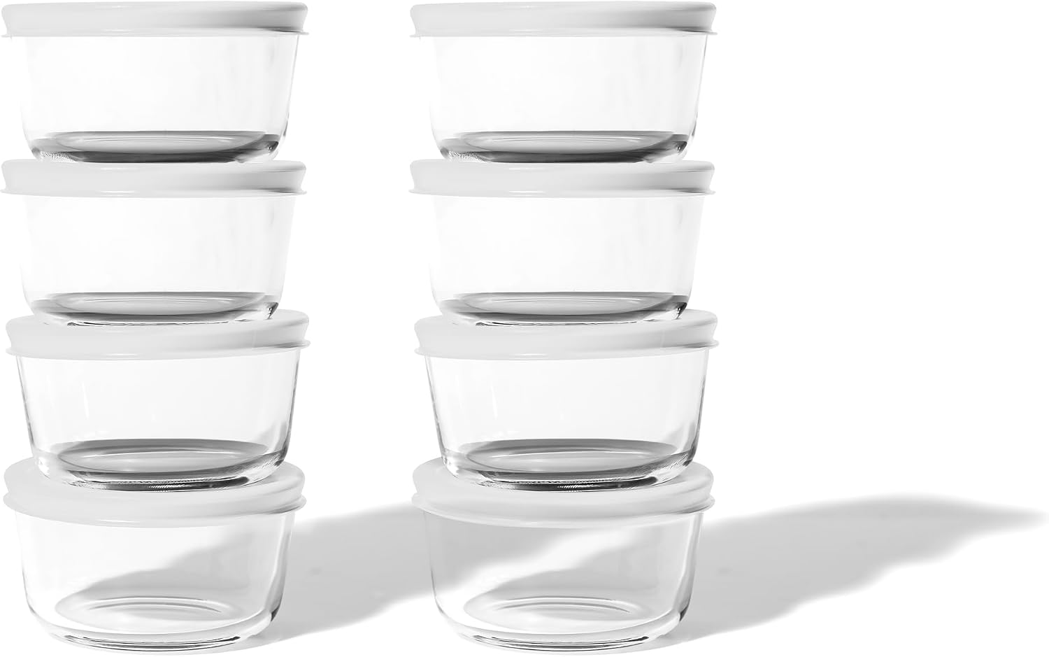 16-Piece Glass Food Storage Containers Set (8 Containers + 8 BPA-Free Lids) | 1-Cup, Leakproof | Microwave, Freezer, Oven & Dishwasher Safe | Ideal for Meal Prep & Pantry Organization, White image 4