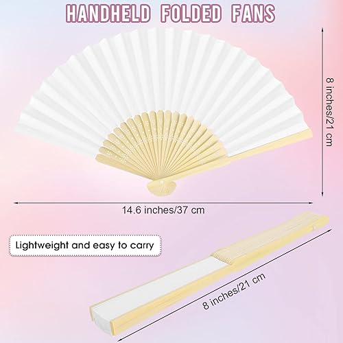 Miniatura 2 de durony 16 abanicos de papel blanco plegables de bambú para bricolaje, regalo de boda, fiesta, decoración del hogar