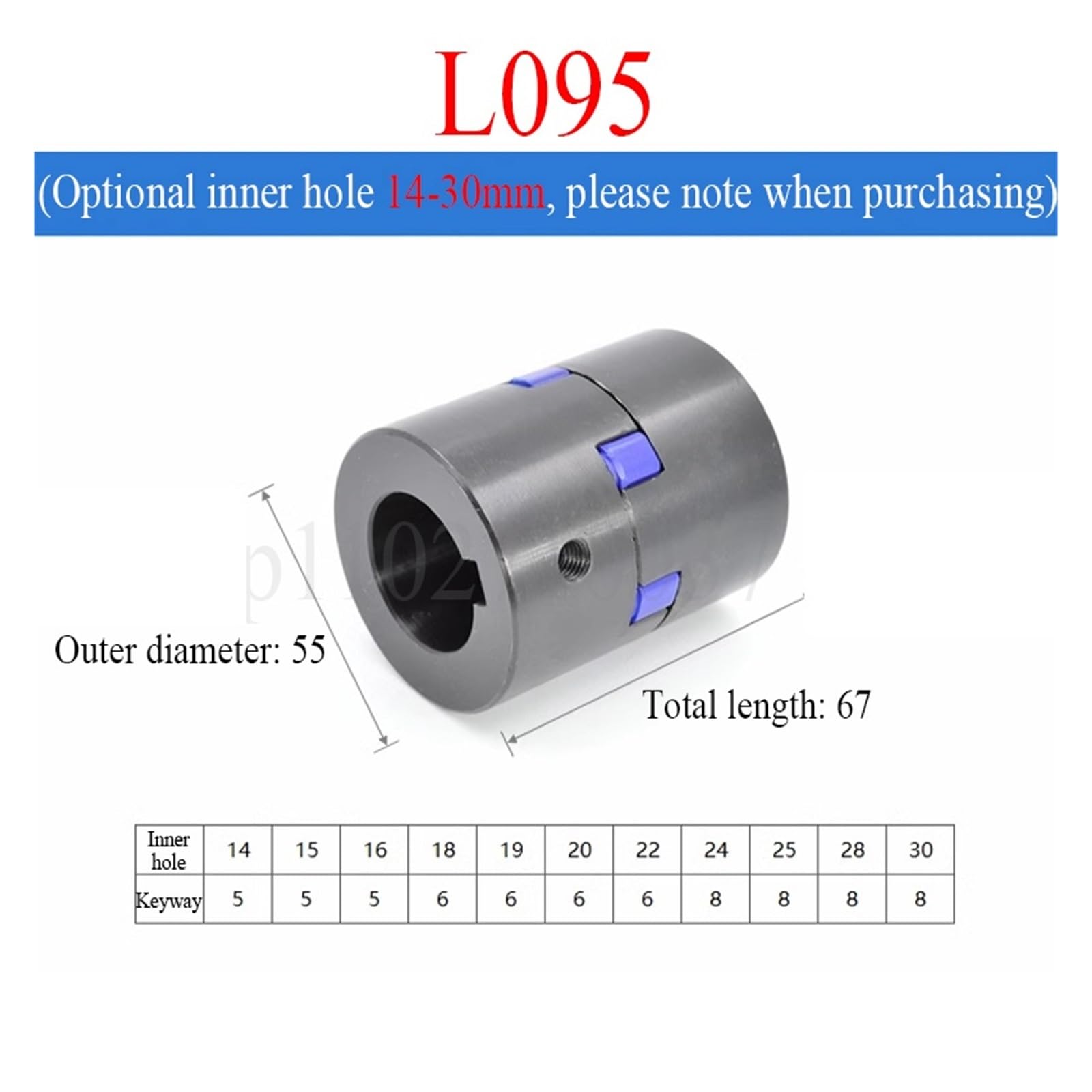1PC L-Typ Dreibackenkupplung L070/L075/L095/L100/L110 Bohrung = 10-45mm Pflaumenblütenkupplung Servomotor/Sternkupplung Hohes Drehmoment(L100)