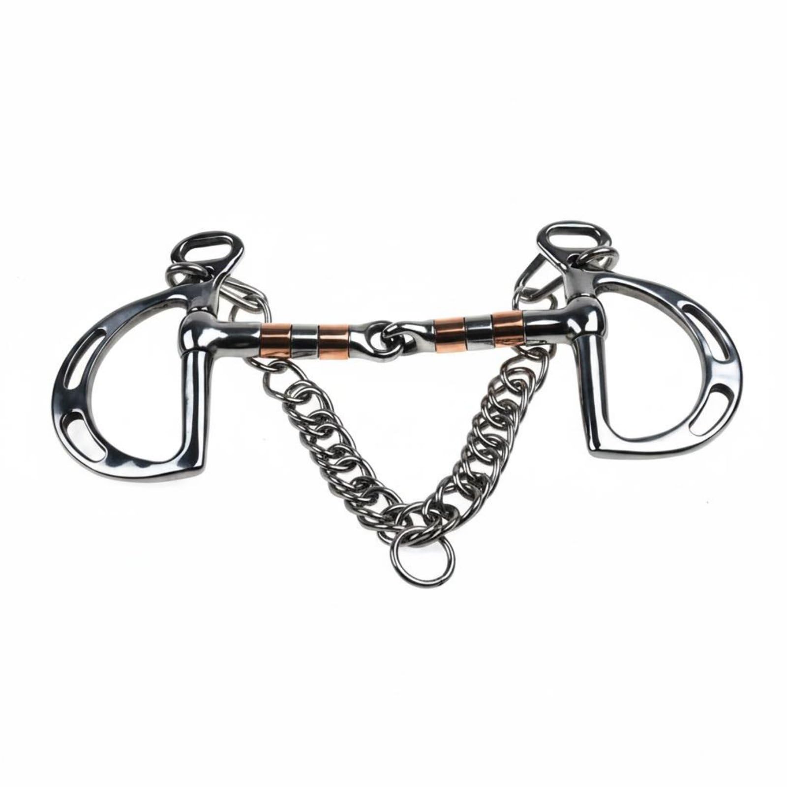 Filete Kimberwicke de Acero Inoxidable Resistente a la Corrosión Embocadura Kimberwicke Control Mejorado Embocadura Articulado con Cadena, Bocado De Caballo 135mm, Talla Única