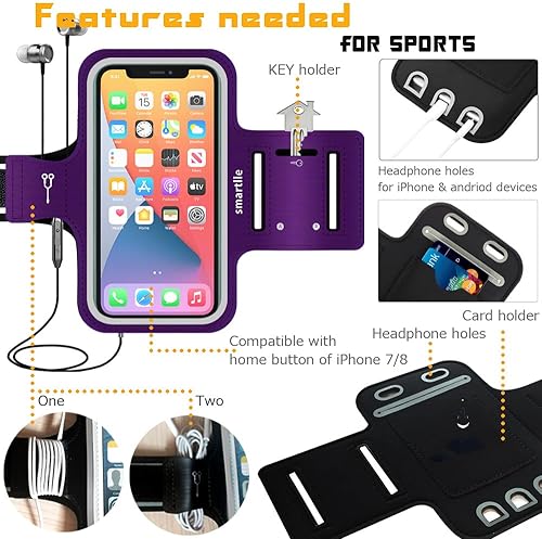 Miniatura 2 de Smartlle Brazalete de teléfono celular para iPhone 13 12 11 Pro Max Xs Max XR 8 7 6s Plus Samsung Galaxy S21 Ultra S20 FE  S10 Note 9 Pixel Fitness