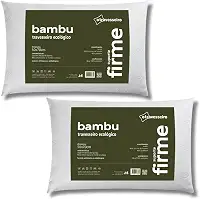 Kit 2 Travesseiros Firme Fibra de Bambu, 50x70cm, Fibra Siliconada, Antialérgico, Branco
