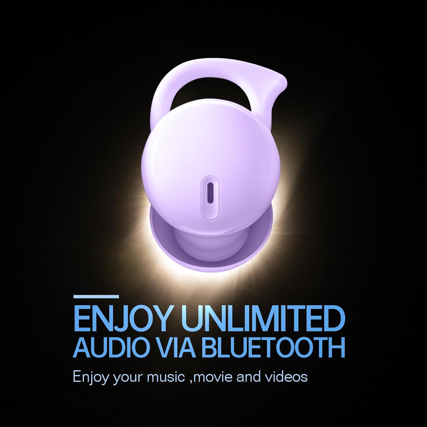 Piegricdiat Q26 earbud glowing, symbolizing Bluetooth audio