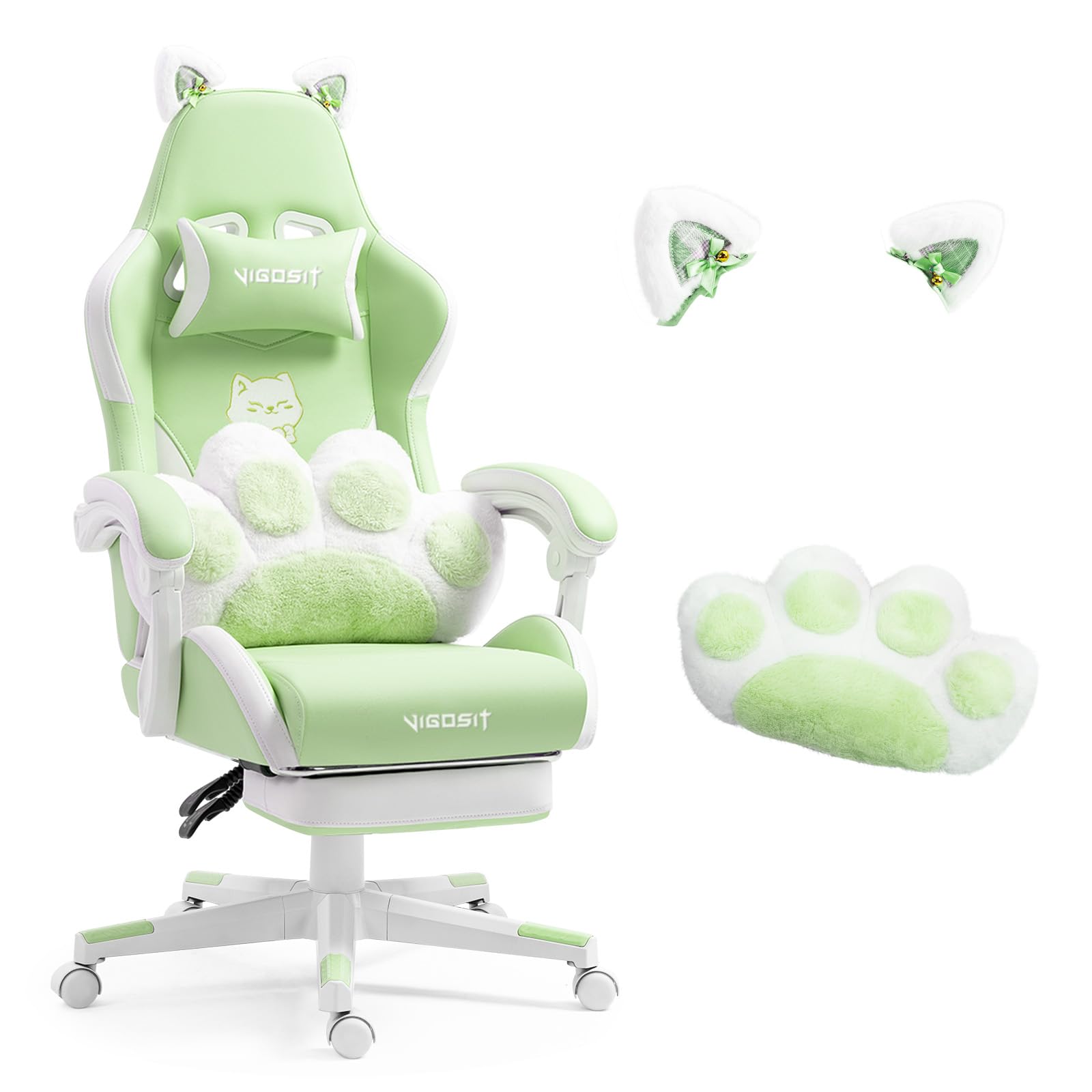 Amazon.co.jp: VlGOSIT 猫耳ゲーミングチェア（フットレスト付き 